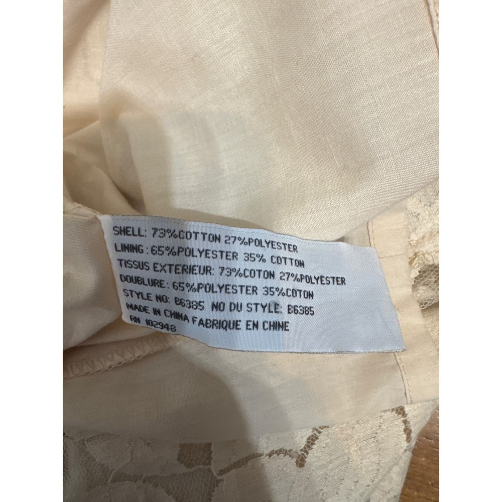 Tulle Womens Cream Floral Lace Ruffle Sleeveless Mini Dress Size Large - Picture 8 of 8